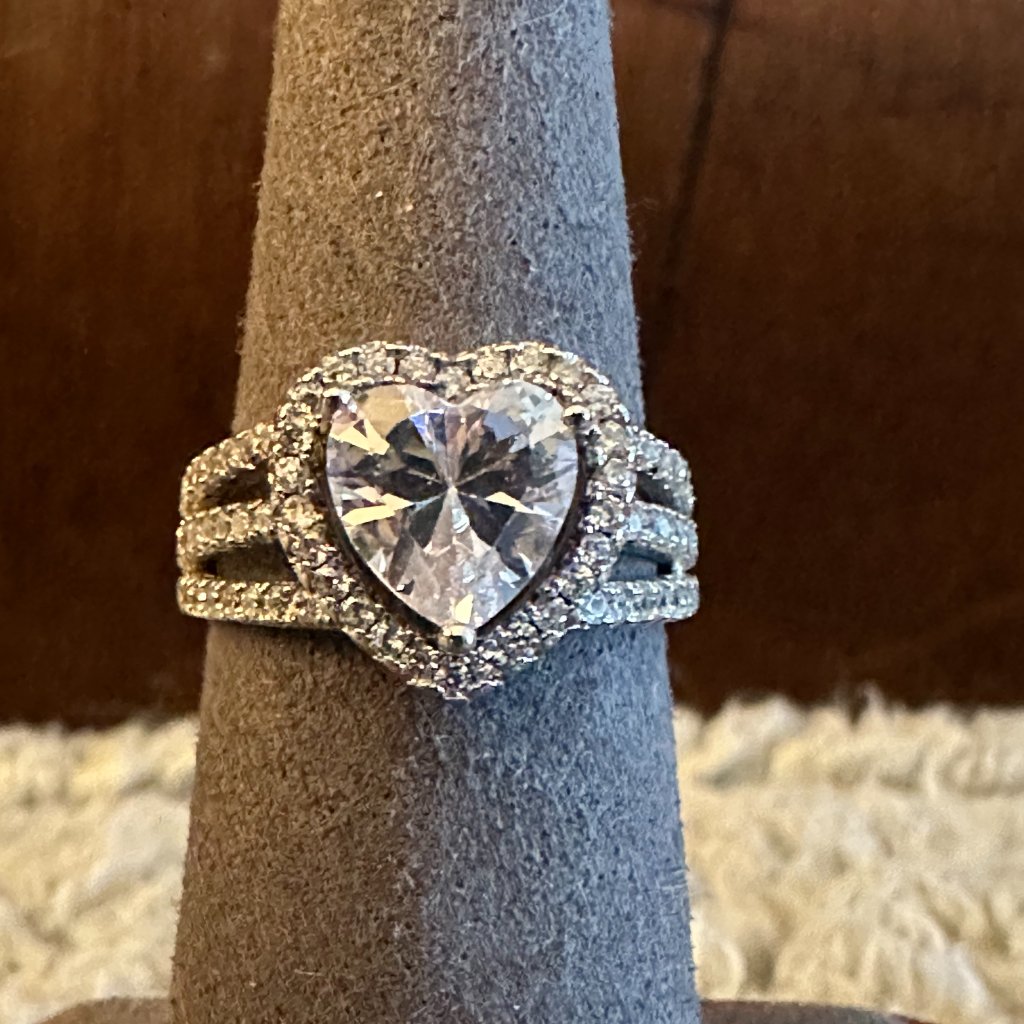 Absolute Heart Bridal Ring Cz Sz 6 Silver